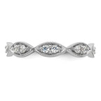 14k White Gold Polished Vintage Pave 1/2 carat Diamond Complete Eternity Band