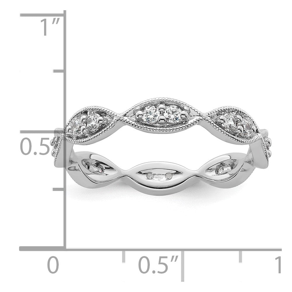 14k White Gold Polished Vintage Pave 1/2 carat Diamond Complete Eternity Band