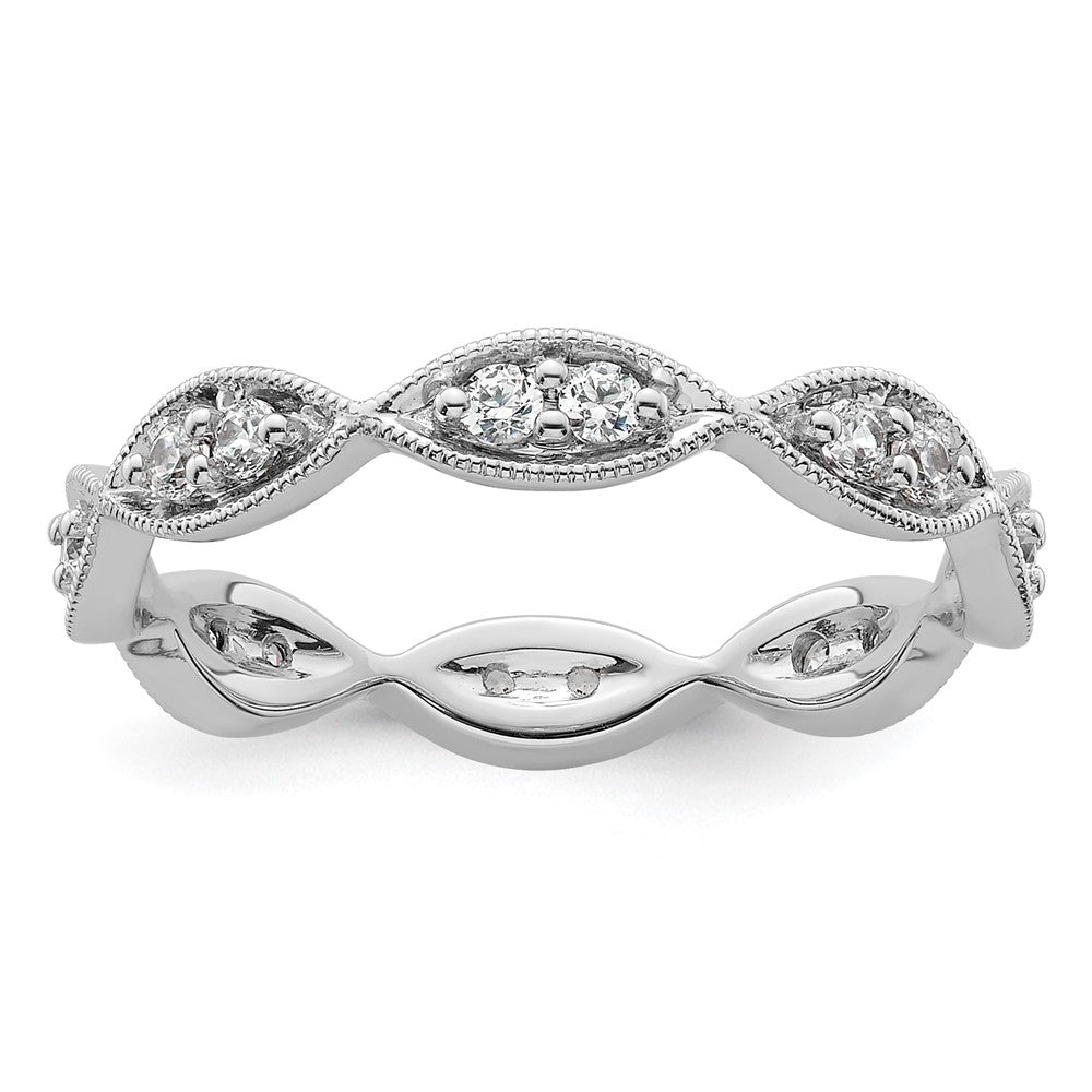 14k White Gold Polished Vintage Pave 1/2 carat Diamond Complete Eternity Band