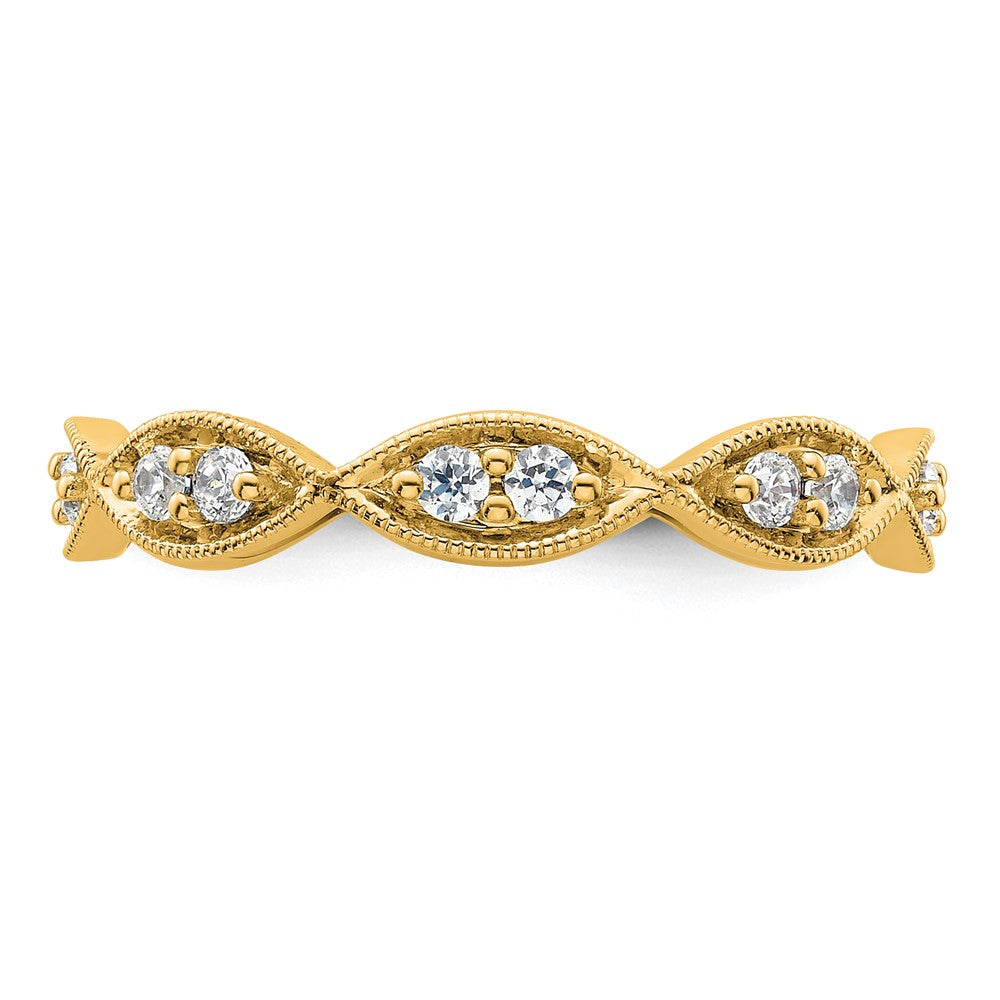 14k Polished Vintage Pave 1/2 carat Diamond Complete Eternity Band