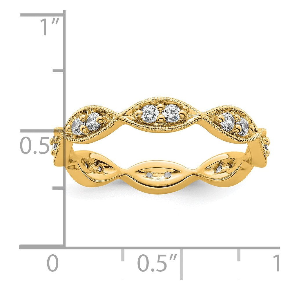 14k Polished Vintage Pave 1/2 carat Diamond Complete Eternity Band