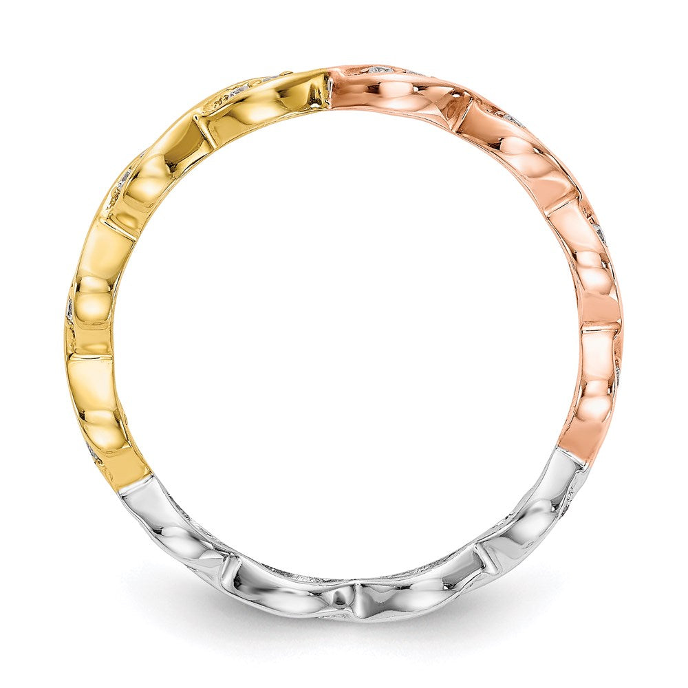 14k Tri-color Gold 1/6CT Vintage PaveDiamond Eternity Band