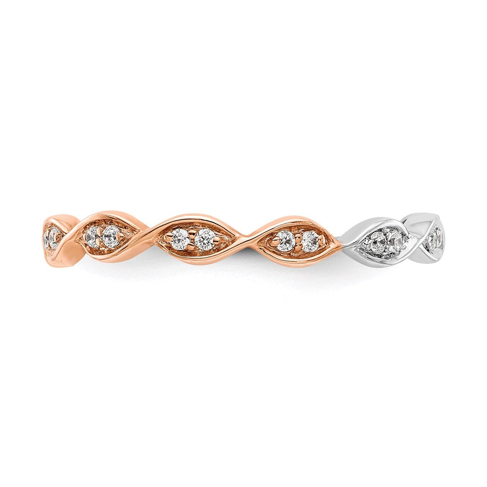 14k Tri-color Gold 1/6CT Vintage Pave Diamond Eternity Band
