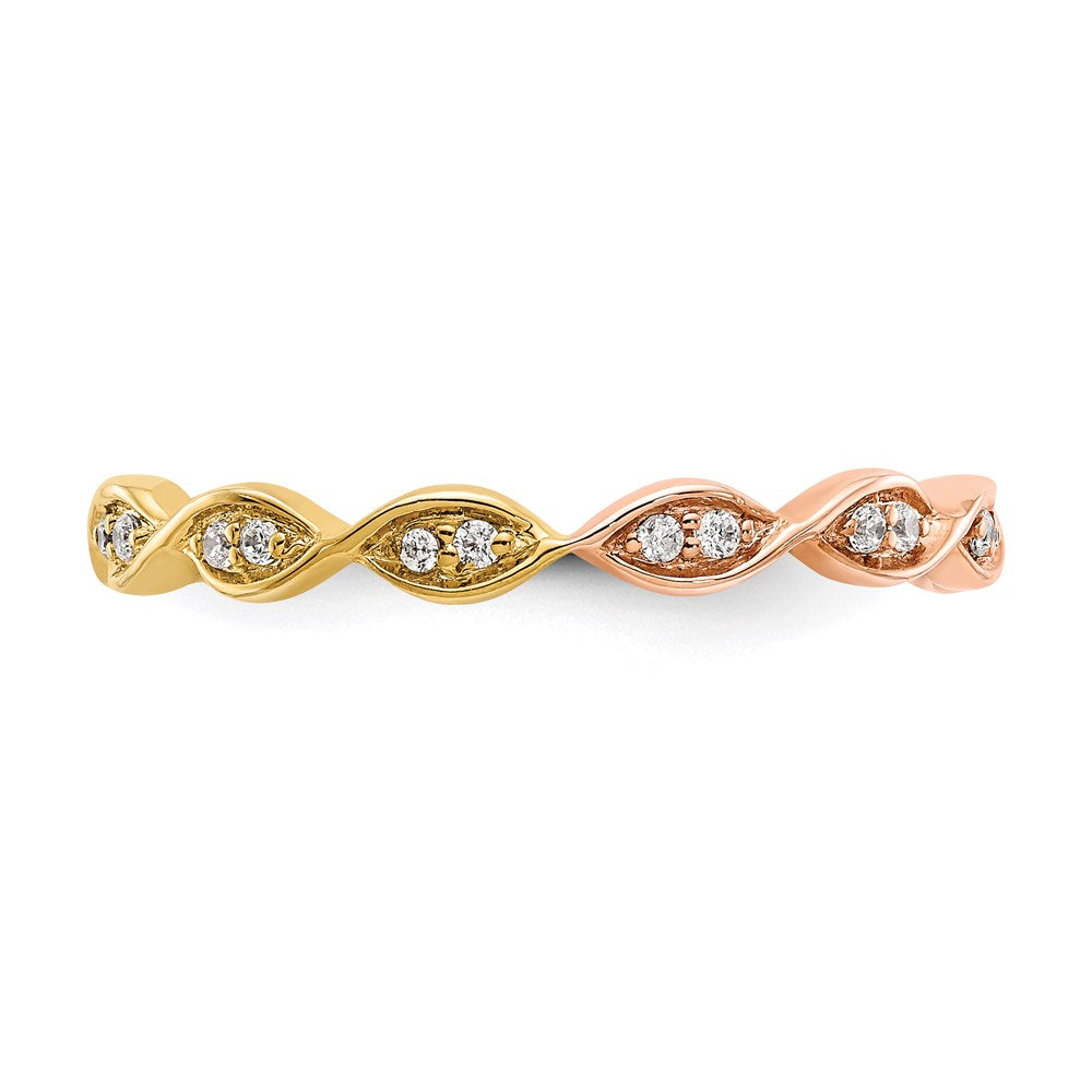 14k Tri-color Gold 1/6CT Vintage PaveDiamond Eternity Band
