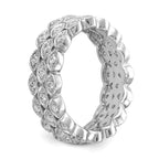 14k White Gold Polished 1/2 CT 3 Row Vintage Pave Diamond Eternity Band