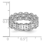 14k White Gold Polished 1/2 CT 3 Row Vintage Pave Diamond Eternity Band