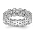 14k White Gold Polished 1/2 CT 3 Row Vintage Pave Diamond Eternity Band