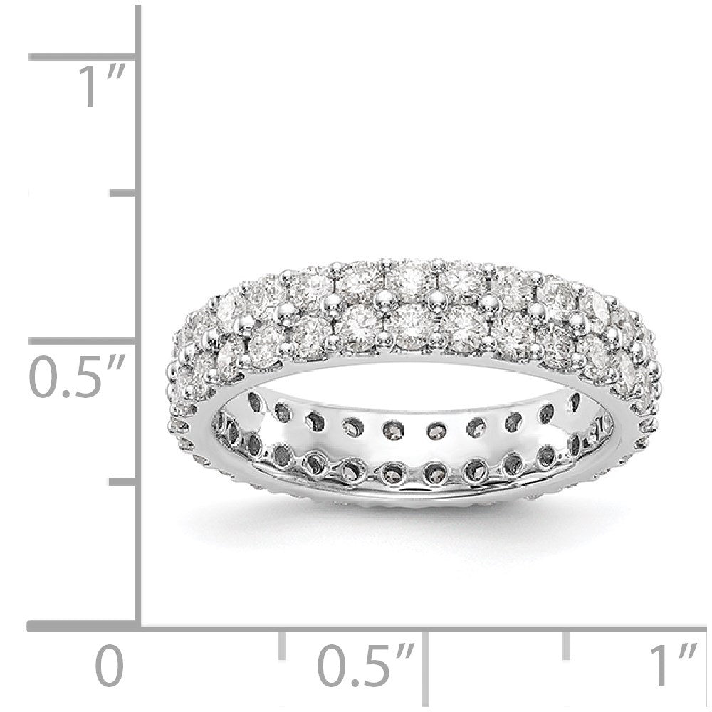 14k White Polished Round 2CT Double Row Diamond Eternity Band