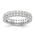 14k White Polished Round 2CT Double Row Diamond Eternity Band
