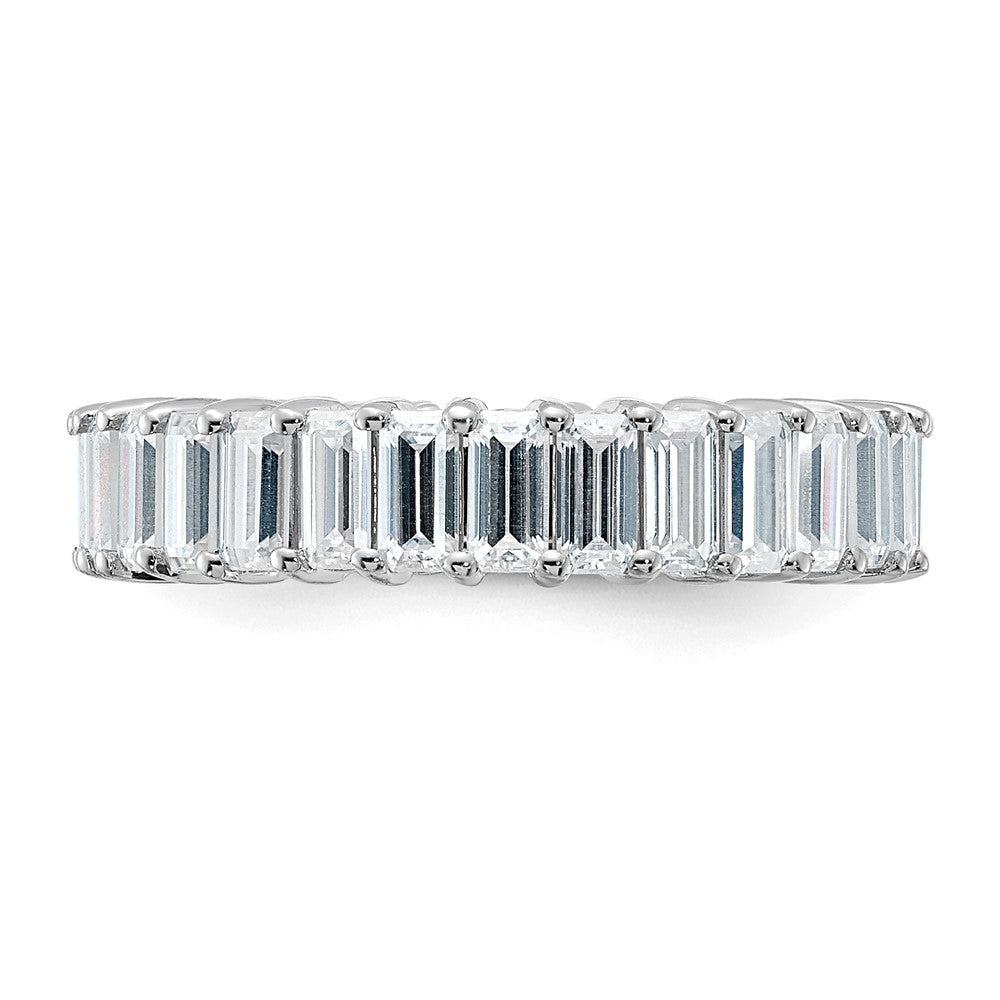 14kw Emerald-cut D E F Pure Light Moissanite Eternity Band