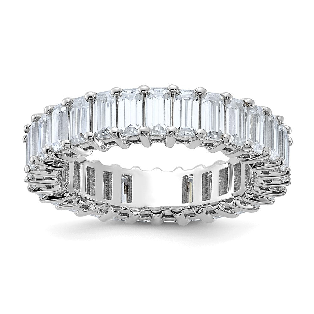 14kw Emerald-cut D E F Pure Light Moissanite Eternity Band
