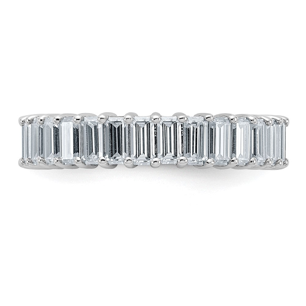 14kw Emerald-cut D E F Pure Light Moissanite Eternity Band