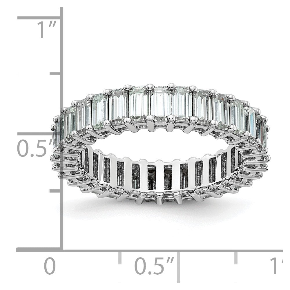14kw Emerald-cut D E F Pure Light Moissanite Eternity Band