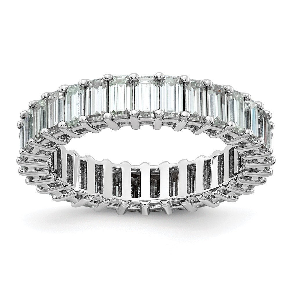 14kw Emerald-cut D E F Pure Light Moissanite Eternity Band