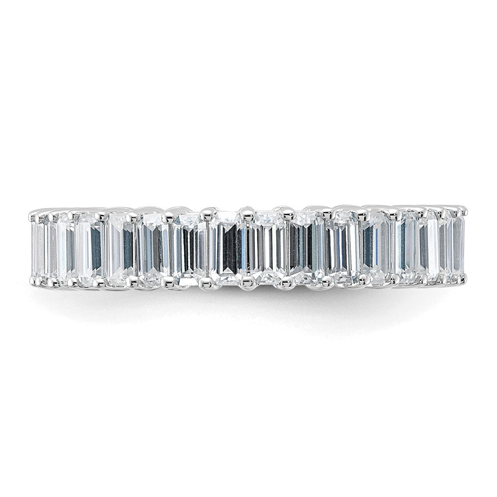 14kw Emerald-cut D E F Pure Light Moissanite Eternity Band