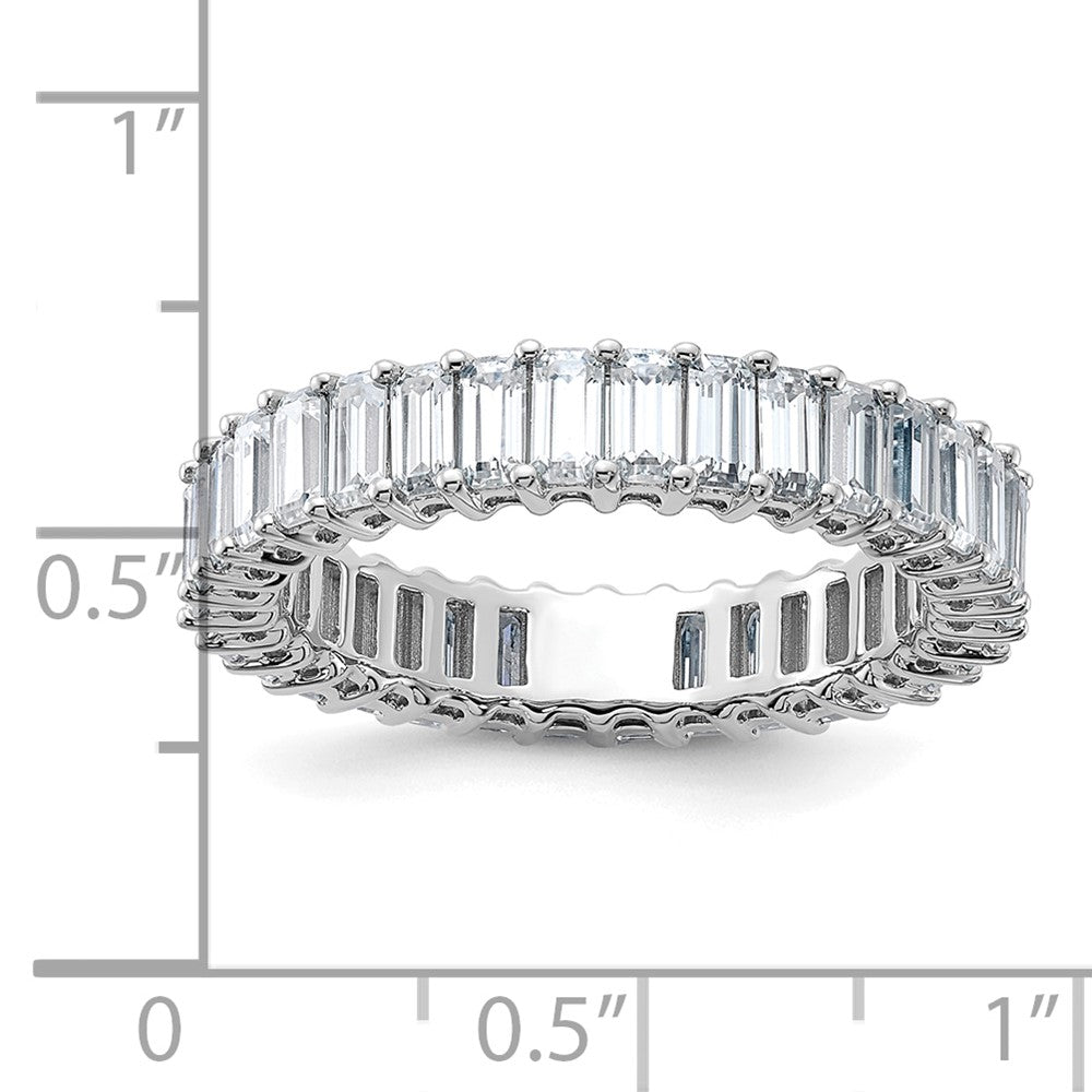 14kw Emerald-cut D E F Pure Light Moissanite Eternity Band