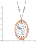 Sterling Silver & Rose Gold-plated Textured Oval w/ 2in ext Necklace