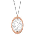 Sterling Silver & Rose Gold-plated Textured Oval w/ 2in ext Necklace
