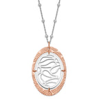 Sterling Silver & Rose Gold-plated Textured Oval w/ 2in ext Necklace
