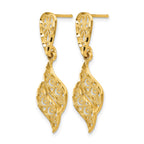 14k Polished Diamond-Cut Filigree Swirl Dangle Post Earrings