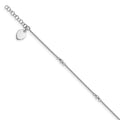 Sterling Silver Rhodium-plated Heart Dangle 9 inch Plus 1 inch Extender - Total 10 inch Anklet