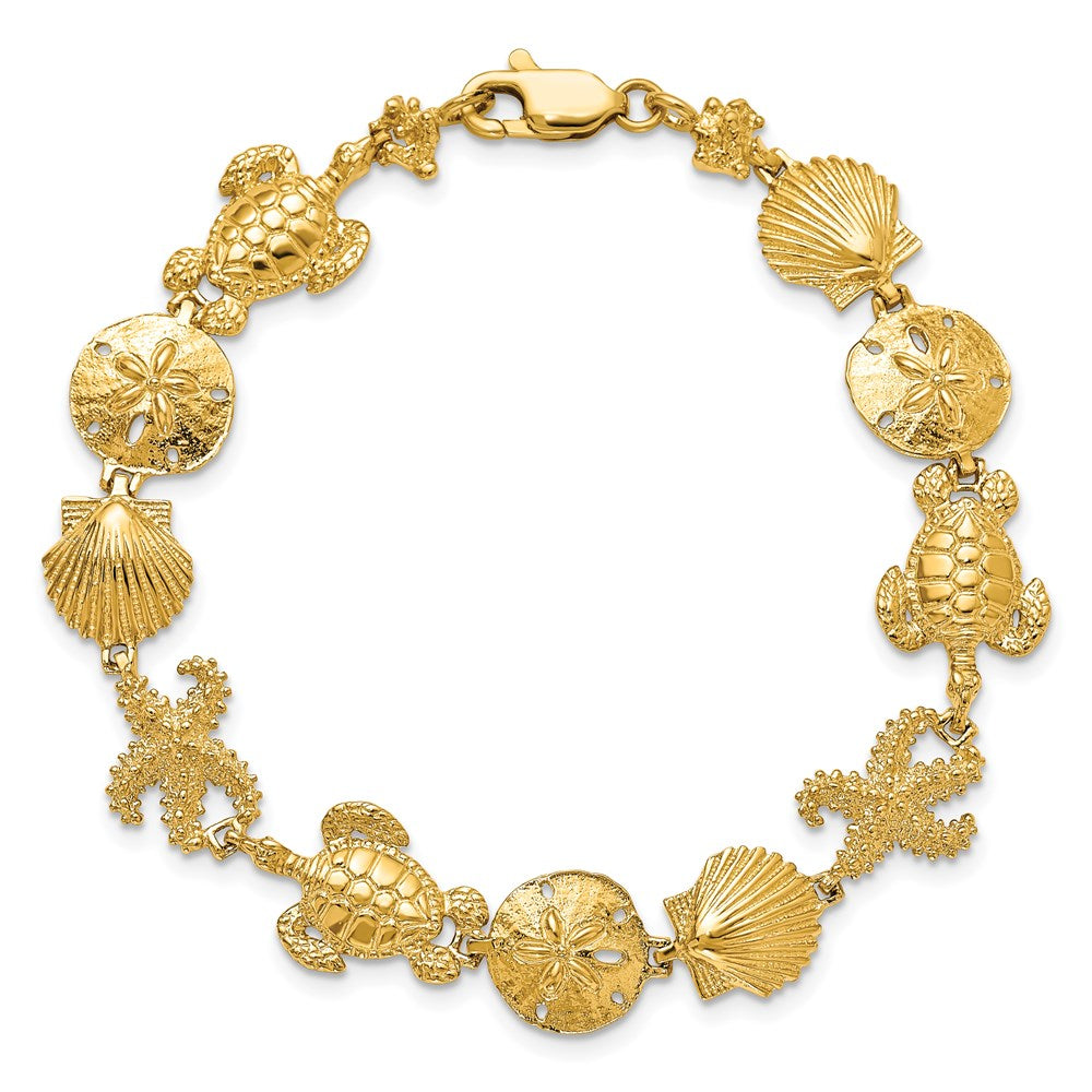 14k Polished Sea Life Theme 7.25 inch Bracelet