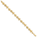 14k Polished Assorted Sea Shell Theme 7.5 inch Bracelet