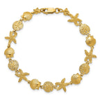 14k Polished Assorted Sea Shell Theme 7.5 inch Bracelet