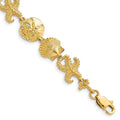 14k Polished Seashell Theme 7.25 inch Bracelet