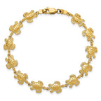 14k Swimming Sea Turtle 7.25 inch Bracelet