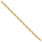 14K Satin Diamond-cut Elephant 7 inch Bracelet
