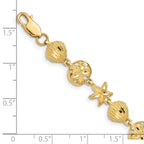 14K Diamond-cut Sea Life 7 inch Bracelet