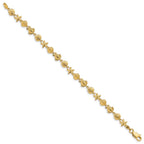 14k Polished and Textured Sea Life 7 inch Bracelet