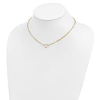 14K Double Strand Heart Pendant 16 inch Necklace Plus 2 inch Extender