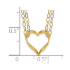 14K Double Strand Heart Pendant 16 inch Necklace Plus 2 inch Extender