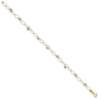 14k Two-tone Diamond-cut Puffed Stars and Oval Link 7.25 inch Bracelet