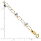 14k Two-tone Diamond-cut Puffed Stars and Oval Link 7.25 inch Bracelet