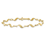 14k Diamond-cut Wavy Link 7.5 inch Bracelet
