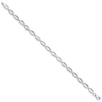 14k White Gold Polished Textured Oval Link Bracelet