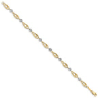 14K Two-tone Oval Links with Diamond-cut Beads Bracelet