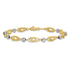 14K Two-tone Oval Links with Diamond-cut Beads Bracelet