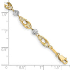 14K Two-tone Oval Links with Diamond-cut Beads Bracelet