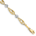 14K Two-tone Oval Links with Diamond-cut Beads Bracelet
