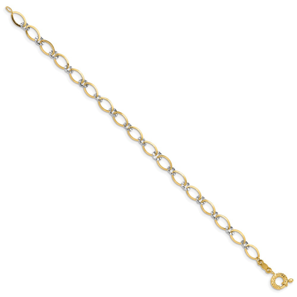 14K Two-tone Oval and Diamond-cut Circle Bracelet