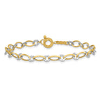 14K Two-tone Oval and Diamond-cut Circle Bracelet