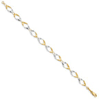 14K and White Rhodium Oval Link Bracelet