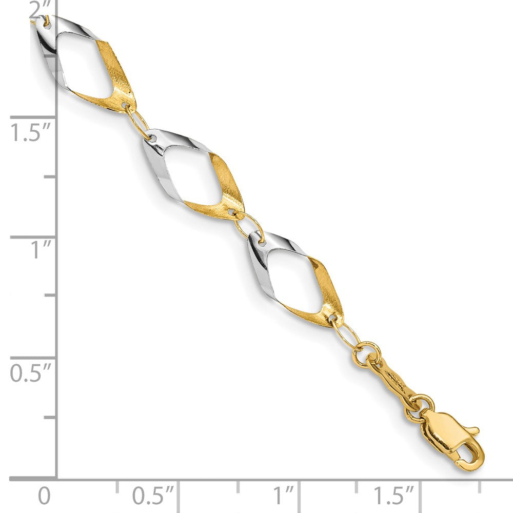 14K and White Rhodium Oval Link Bracelet