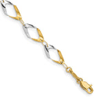 14K and White Rhodium Oval Link Bracelet