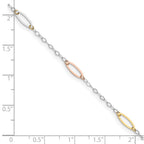 14K Tri-color Oval Link Bracelet