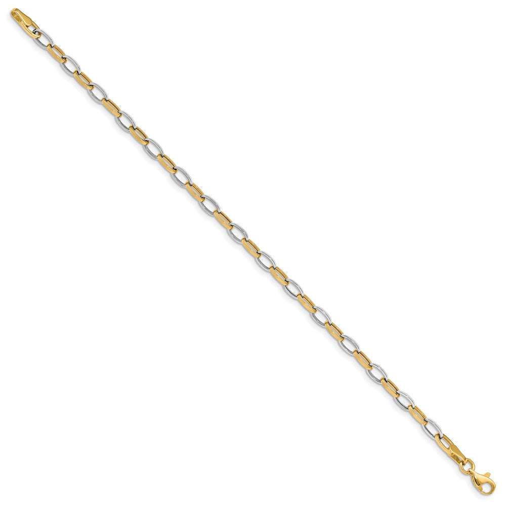 14k Two-tone Polished Oval Cable Link Bracelet